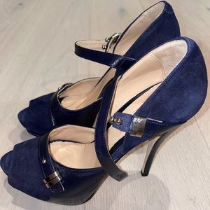 Charles David Navy Suede Strap Heels